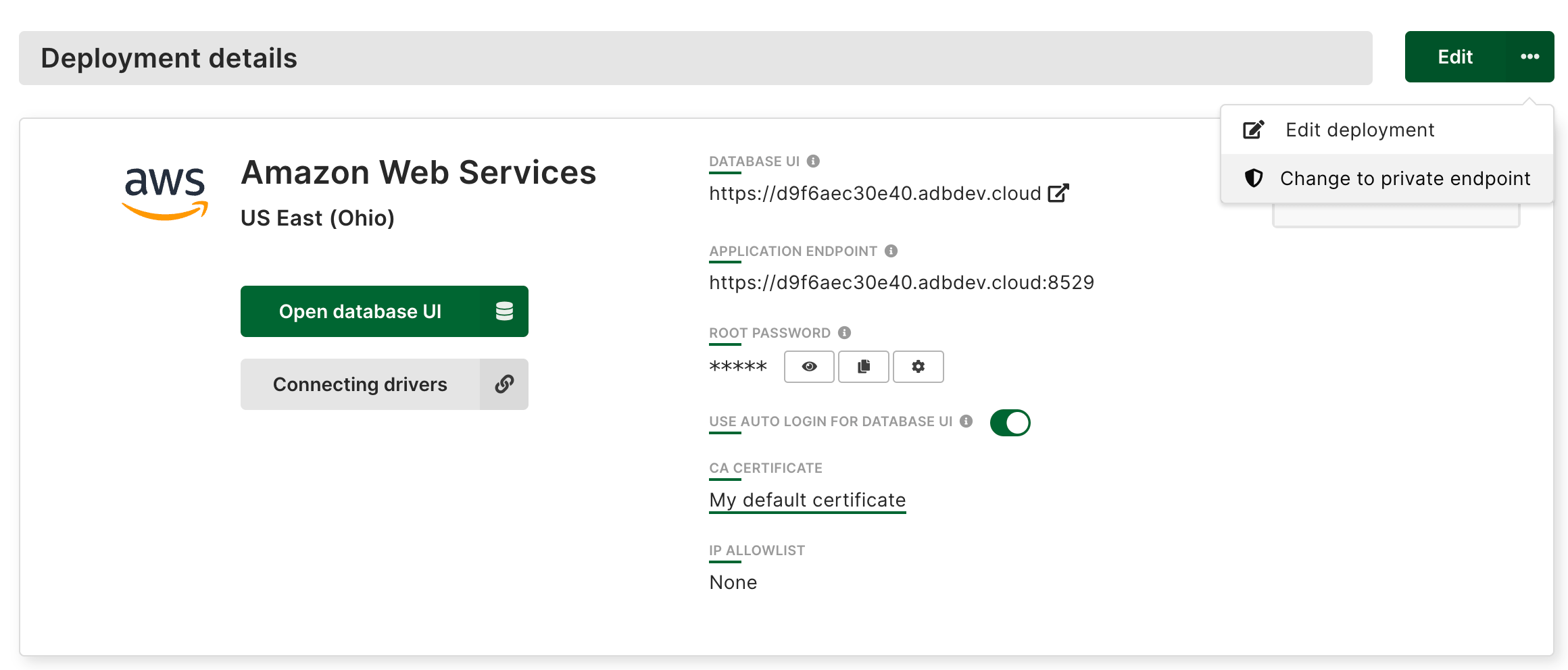 Arango Managed Platform Deployment AWS Change to Private Endpoint