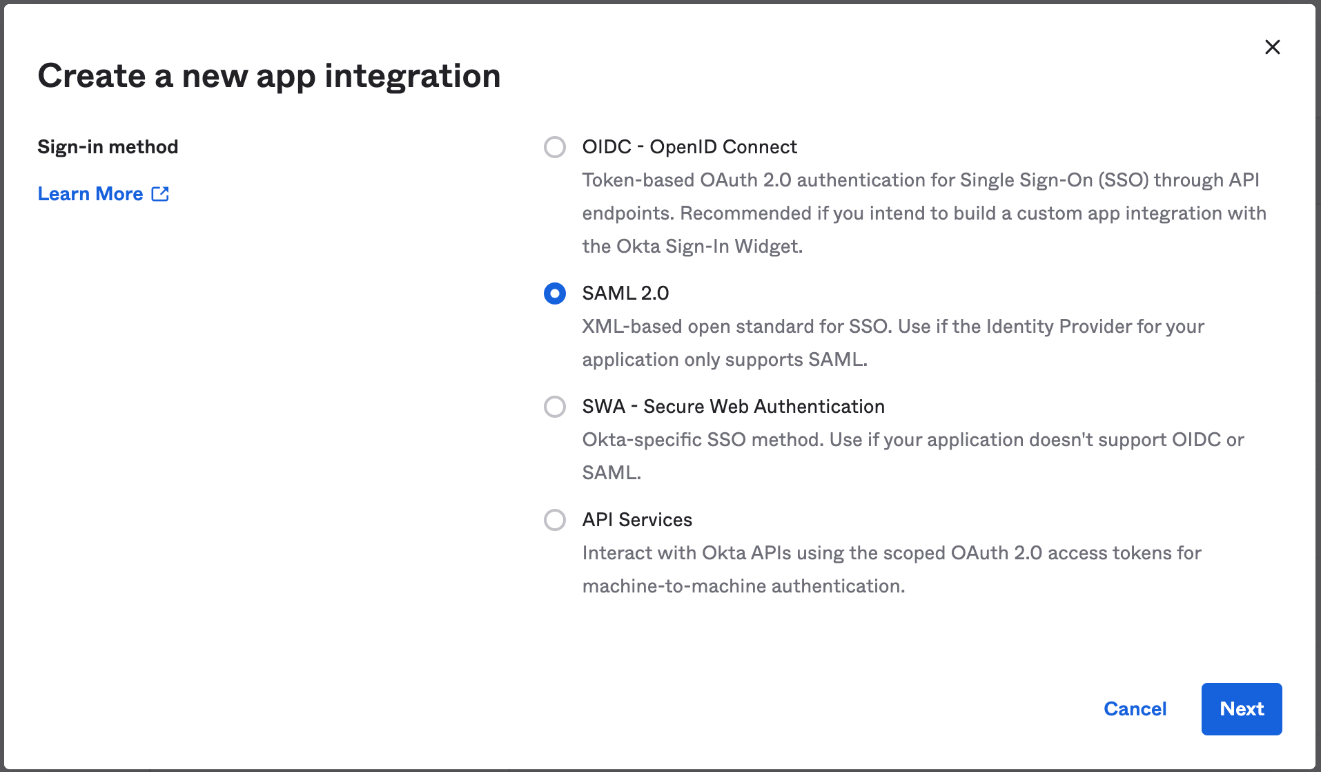 Create Okta App Integration