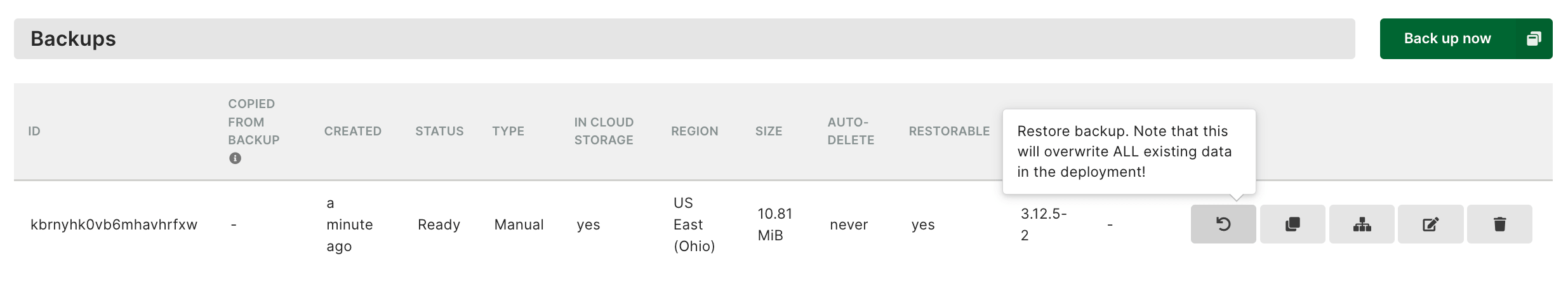 Arango Managed Platform Restore From Backup