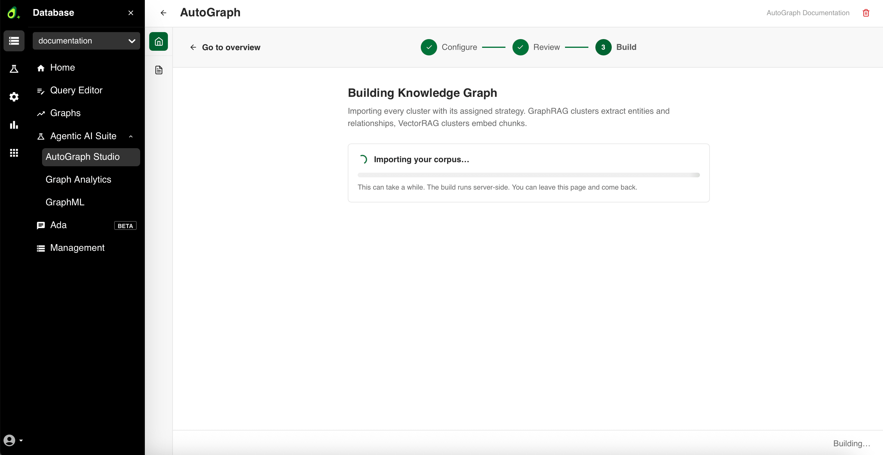The strategy generation wizard building the Knowledge Graph