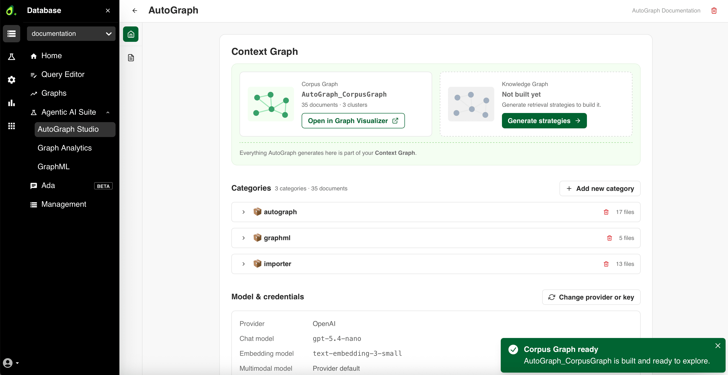 The project overview of an AutoGraph project