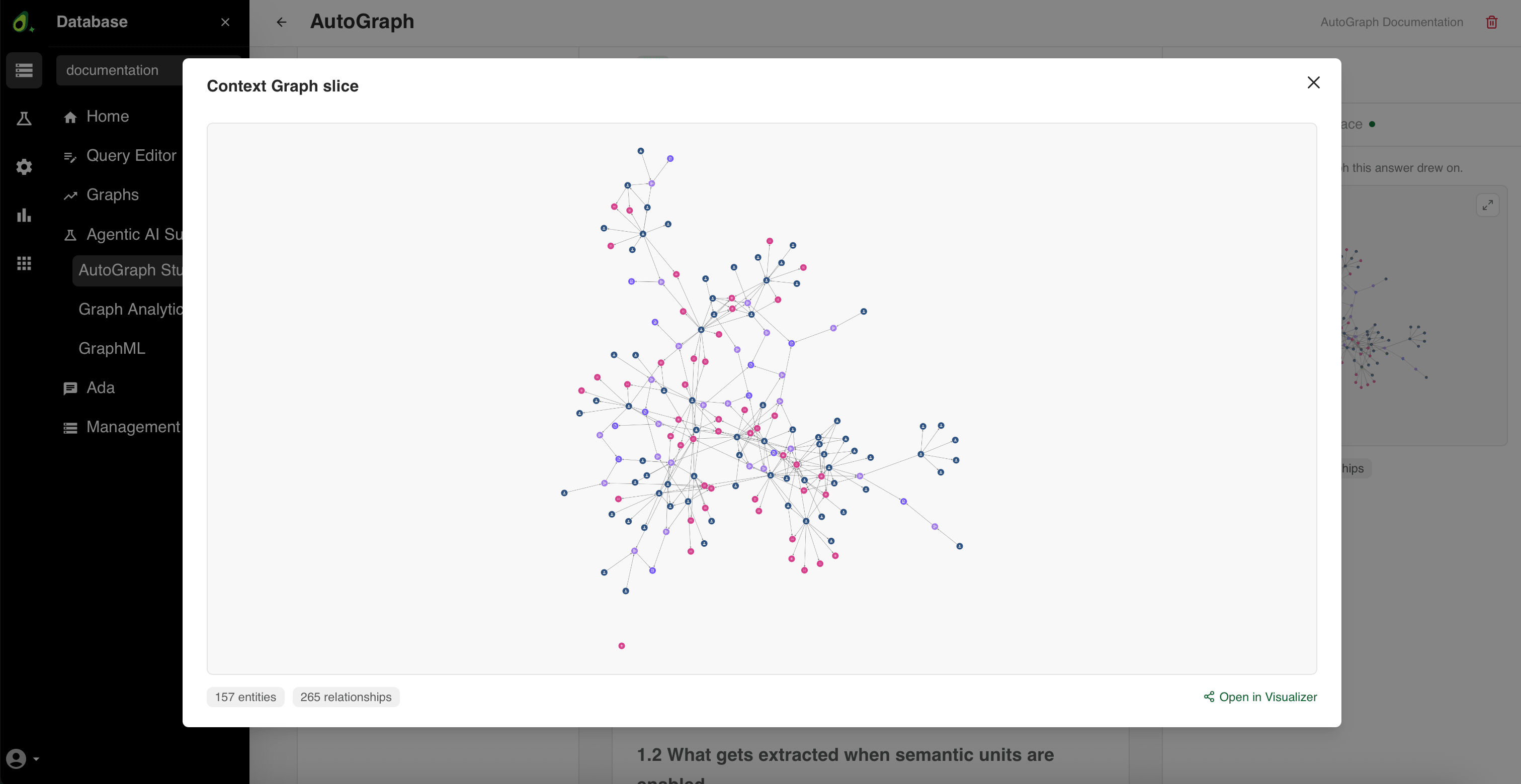 The Context Graph slice dialog of an answer